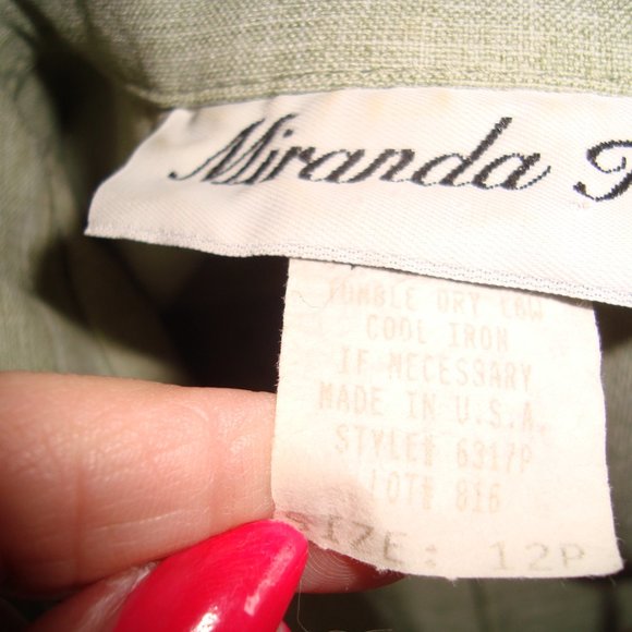 Vintage Miranda K Jacket. Button Front Embroidered Lite Green sz 12P - Picture 5 of 6